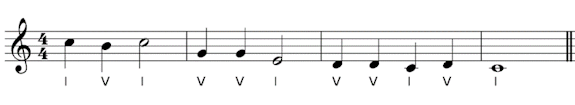 melody with implied tonic and dominant chords