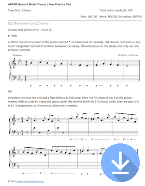 ABRSM Grade 6 Music Theory free test PDF download