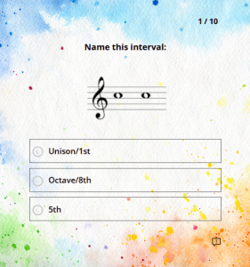 grade 1 musical intervals quiz