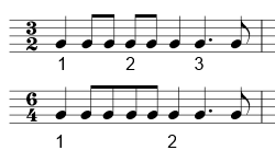 3/2 or 6/4 time signature