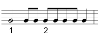 two dotted minims per bar