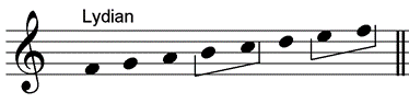 Lydian mode scale